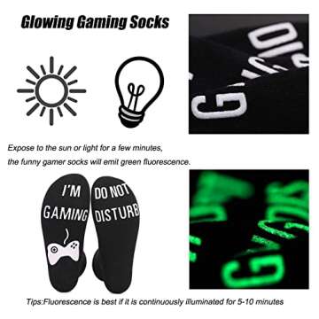 Do Not Disturb I'm Gaming Socks Novelty Gamer Socks Funny Christmas Gifts Stocking Stuffers for Teen Boys Kids Men Women Black-white