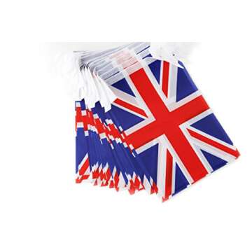 TSMD 100 Feet United Kingdom UK Flag 76Pcs Indoor/Outdoor British Union Jack National Country Flags,Party Decorations Supplies For Grand Opening,Sports Clubs,International Festival,(8.2" x 5.5'')