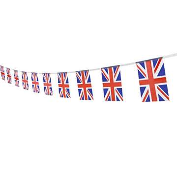 TSMD 100 Feet United Kingdom UK Flag 76Pcs Indoor/Outdoor British Union Jack National Country Flags,Party Decorations Supplies For Grand Opening,Sports Clubs,International Festival,(8.2" x 5.5'')