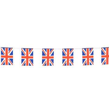 TSMD 100 Feet United Kingdom UK Flag 76Pcs Indoor/Outdoor British Union Jack National Country Flags,Party Decorations Supplies For Grand Opening,Sports Clubs,International Festival,(8.2" x 5.5'')