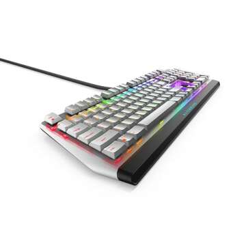 Alienware Low-Profile RGB Gaming Keyboard AW510K Light, Alienfx Per Key RGB Lighting, Media Controls and USB Passthrough, Cherry MX Low Profile Red Switches, Lunar light