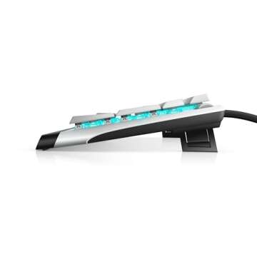 Alienware Low-Profile RGB Gaming Keyboard AW510K Light, Alienfx Per Key RGB Lighting, Media Controls and USB Passthrough, Cherry MX Low Profile Red Switches, Lunar light