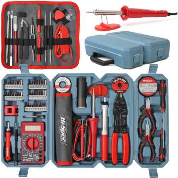 Hi-Spec 84pc Electronics & Solder Iron Kit. Multimeter and Tools for Electrical Repairs, PCB & Computers