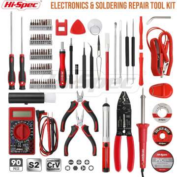 Hi-Spec 84pc Electronics & Solder Iron Kit. Multimeter and Tools for Electrical Repairs, PCB & Computers