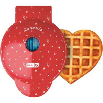 DASH Mini Maker: Waffles, Hash Browns, Keto Chaffles in Heart Design