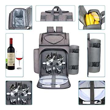 Hap Tim Picnic Basket for 2, 2 Person Picnic Backpack with Wine Holder, Fleece Blanket, Cutlery Set,Perfect for Beach, Day Travel, Hiking, Camping, BBQs, Family or Wedding Gifts for Couples (36083-G)