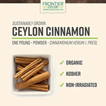 Frontier Co-op Fair Trade Ground Ceylon Cinnamon Powder Organic, Kosher, 5.57oz - Bulk Bag Refill for Shaker, Baking, Beverages, and Cooking