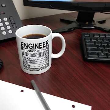 ThisWear Engineering Gifts for Men Funny Engineer Nutritional Facts Label Civil Engineer 11oz Ceramic Coffee Mug