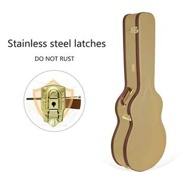 Crossrock Case - Hard-Shell Wooden Guitar Case - Fits 12-Frets 000/OM Classical Nylon String Acoustic Guitars - Stainless Steel Latches, Sponge Lining, Metal Feet, Storage Space - Vinyl Tweed