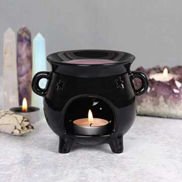 ERNITERTY Something Different Spirit of Equinox Cauldron Oil Burner - Witches & Wizards, Black, (FI_04538)