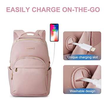 LIGHT FLIGHT Laptop Backpack for Women Computer Bag 15.6 Casual Notebook Backpacks for Work Travel Business Trip College, Practical Gift for Women and Family Pink