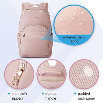 LIGHT FLIGHT Laptop Backpack for Women Computer Bag 15.6 Casual Notebook Backpacks for Work Travel Business Trip College, Practical Gift for Women and Family Pink