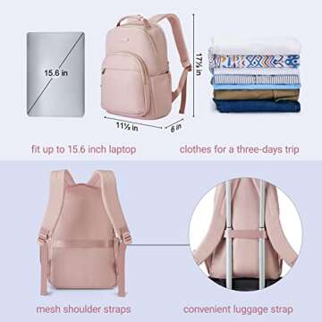 LIGHT FLIGHT Laptop Backpack for Women Computer Bag 15.6 Casual Notebook Backpacks for Work Travel Business Trip College, Practical Gift for Women and Family Pink