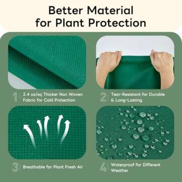 YATHO Plant Covers Freeze Protection 2 Packs 31.5" W X 47.3" H Thicker Large Outdoor Winter Frost Cloths Blankets with Zipper Drawstring, Reusable Garden Tree Cover Bags for Fruit Tree Shrub Potted