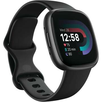 Fitbit Versa 4 Fitness Smartwatch with Daily Readiness, GPS, 24/7 Heart Rate, 40+ Exercise Modes, Sleep Tracking and more, Black/Graphite, One Size (S & L Bands Included)