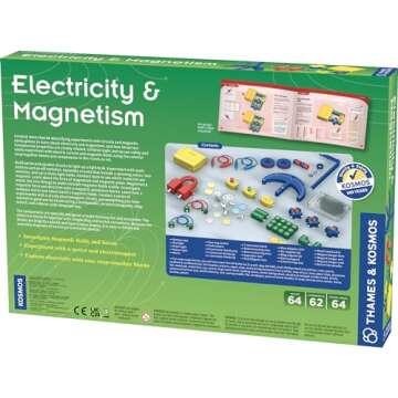 Thames & Kosmos Electricity & Magnetism Science Kit | 62 Safe Experiments Investigating Magnetic Fields & Forces for Ages 8+ | Assemble Electric Circuits with Easy Snap-Together Blocks