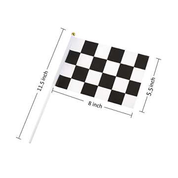 30PCS Checkered Flags 8 x 5.5 Inch Racing Polyester Flags with Plastic Sticks Black & White Racing Flag for Racing, Race Car Party,Sport Events