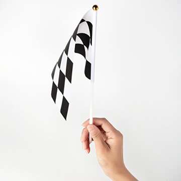 30PCS Checkered Flags 8 x 5.5 Inch Racing Polyester Flags with Plastic Sticks Black & White Racing Flag for Racing, Race Car Party,Sport Events