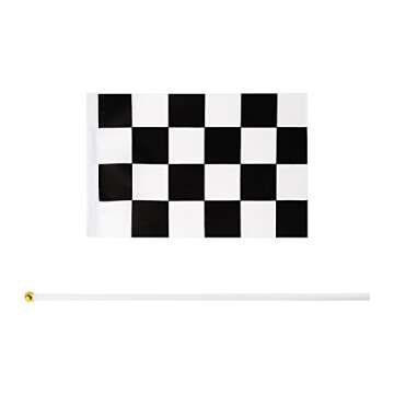 30PCS Checkered Flags 8 x 5.5 Inch Racing Polyester Flags with Plastic Sticks Black & White Racing Flag for Racing, Race Car Party,Sport Events