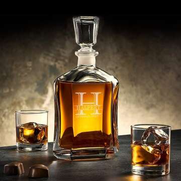 Etched Glass Whiskey Decanter