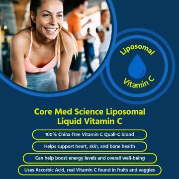 Core Med Science Liposomal Vitamin C 1000mg Liquid - Original Formula, 5 Fl Oz - Natural Liposomal Vitamin C Supplement Non-GMO - Immune System Booster for Adults - Supports Collagen Formation