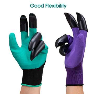 CARE HOME Gardening Gloves with Claws, Breathable Garden Gloves for Digging and Planting, Best Gifts for Gardeners(2 Pair with Claws, Purple&Blue)