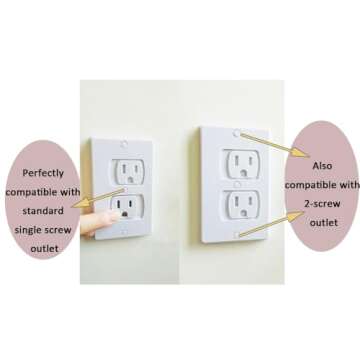 Self Closing Outlet Cover, Alternative Safety Electrical Wall Socket Plug Plate for Baby Child Proofing, (2 Screws), White, 4-Pack(Self-closing Outlet Covers)