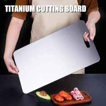 New Titanium Cutting Board - 100% Pure Titanium Cutting Boards For Kitche,1 Pack Double-sided food-grade Titanium Cutting Board For Cutting Meats, Fruits And Vegetables. (12x8in)