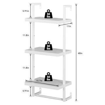 FUSUNBAO Floating Shelves, Wall Shelves for Living Room, Bathroom, Kitchen, Bedroom, 3-Tier Shelves for Books/Storage/Wall Decor with 50lbs Capacity(Antique White 16inch)