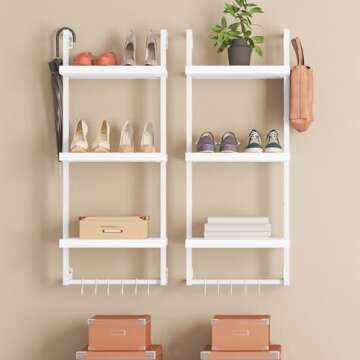 FUSUNBAO Floating Shelves, Wall Shelves for Living Room, Bathroom, Kitchen, Bedroom, 3-Tier Shelves for Books/Storage/Wall Decor with 50lbs Capacity(Antique White 16inch)