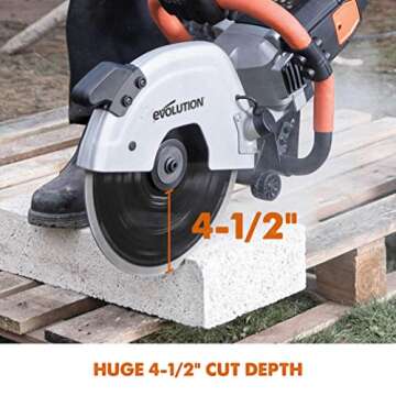 Evolution Power Tools R300DCT 12 inch Concrete Saw (Aka Circular Saw, Angle Grinder, Chop / Cut Off Saw, Demo Saw, Disc / Power Cutter) Electric Motor, No Gas - 4-1/2" Cut - Incl Diamond Masonry Blade