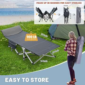 Slsy Folding Camping Cot, Folding Cot Camping Cot for Adults Portable Folding Outdoor Cot with Carry Bags for Outdoor Travel Camp Beach Vacation