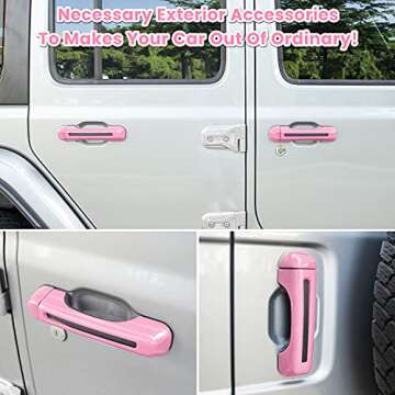 E-cowlboy Door Handle Inserts Cover Trim+Tailgate Handle Cover for 2018-2024 Jeep Wrangler JL JLU Sports Sahara Freedom Rubicon Unlimited Gladiator JT 2-Door & 4-Door Exterior Accessories (Pink 5PCS)