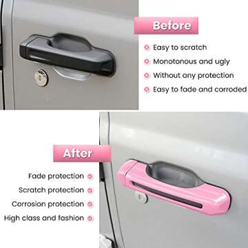 E-cowlboy Door Handle Inserts Cover Trim+Tailgate Handle Cover for 2018-2024 Jeep Wrangler JL JLU Sports Sahara Freedom Rubicon Unlimited Gladiator JT 2-Door & 4-Door Exterior Accessories (Pink 5PCS)