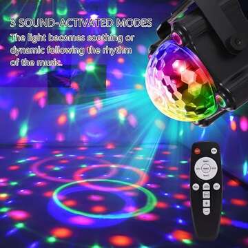 Yinpkteo Sound Activated DJ Disco Ball Light for Parties