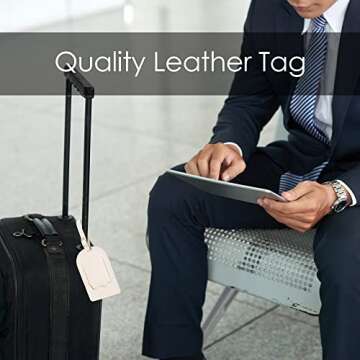 GELVTIC Faux Leather Luggage Tags for Suitcase Tag Set Privacy Protection with Identifie Name Lable ID Card Baggage tag for Men Women Travel Accessories, 2/4 Pack (LT07-Black*2+White*2)