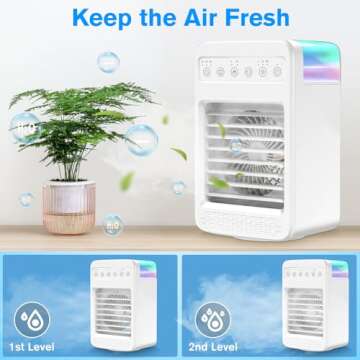 2024 Portable Air Conditioners,Mini Air Conditioners Portable for Room,Oscillating Small Mini AC with Timer,4 Speeds 2 Cool Mist,180°Oscillation Mini Air Conditioners for Kitchen Office Room