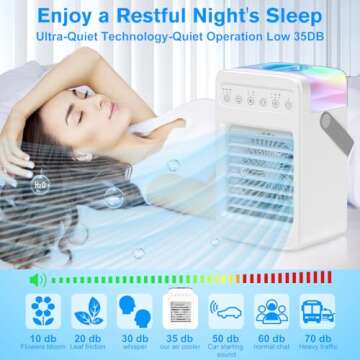 2024 Portable Air Conditioners,Mini Air Conditioners Portable for Room,Oscillating Small Mini AC with Timer,4 Speeds 2 Cool Mist,180°Oscillation Mini Air Conditioners for Kitchen Office Room