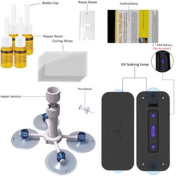 Windshield Crack Repair Kit, Windshield Repair Kit For Chips And Cracks, Glass Repair Kit Windshield, Car Windshield Repair Kit, Quick Fix Cracks, With Pressure Injector And Accelerated Curing (4pcs)