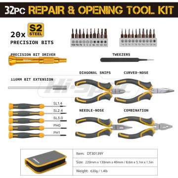 Hi-Spec 32pc Electronics Repair & Opening Tool Kit Set for Laptops, Phones, Devices, Computer & Gaming Accessories. Precision Small Screwdrivers with Pentalobe Bits for iPhones & MacBooks