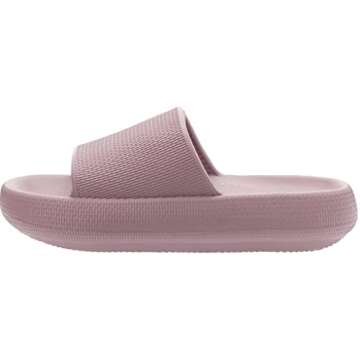 BRONAX Slides for Women Open Toe EVA Foam Soft Cushion Bathroom Spa Pool Pillow Slippers House Sandals Sandalias de Mujer Comfy Cushioned Thick Sole 37-38 Blush