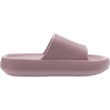 BRONAX Slides for Women Open Toe EVA Foam Soft Cushion Bathroom Spa Pool Pillow Slippers House Sandals Sandalias de Mujer Comfy Cushioned Thick Sole 37-38 Blush