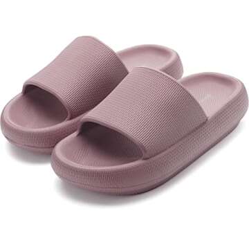 BRONAX Slides for Women Open Toe EVA Foam Soft Cushion Bathroom Spa Pool Pillow Slippers House Sandals Sandalias de Mujer Comfy Cushioned Thick Sole 37-38 Blush