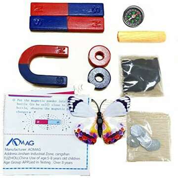 Physics Science Magnets Kit for Education Science Experiment Tools Icluding Bar/Ring/Horseshoe/Compass Magnets