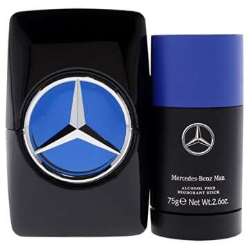 Mercedes-Benz Intense Gift Set Perfumes for Men - Includes 2.7 oz Eau de Toilette Spray and 2.6 oz Deodorant Stick - Woody Scent - Opens with Notes of Pear - Evokes Power and Sensuality - 2 pc