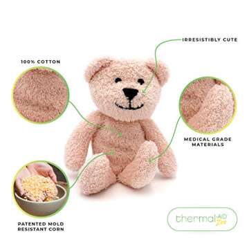 Thermal-Aid Zoo Animals - Mini Bella The Pink Bear - Heatable Therapeutic Stuffed Animals for Kids - Hot & Cold Therapy - Ice Pack & Heating Pack - 3.15 x 2.6 x 9.3 in