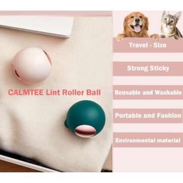 CALMTEE Reusable Lint Roller Ball, Sticky Washable lint Roller Portable Travel Dog Cat Pet Hair Lint Remover Tool for Clothes Purse Bag Traveling Essentials (Pink Gold)