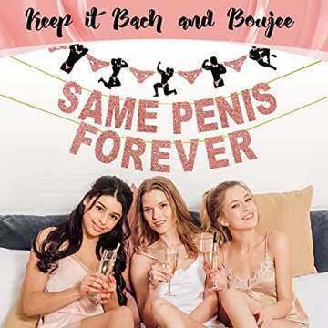 Swept Bachelorette Party Decorations Naughty, Bach Shit Crazy, Same Penis Forever, Penis Straws, Rose Gold Bridal Shower Kit, Rose Gold Curtains, Confetti Balloons, Photo Props