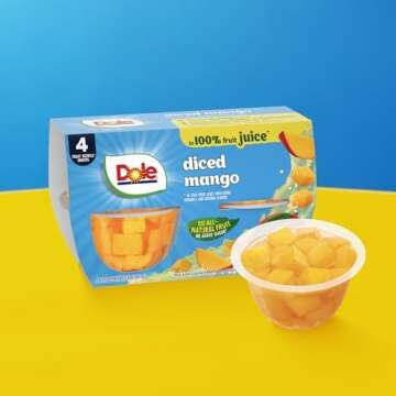 Dole Diced Mango in 100% Fruit Juice - Dole Fruit Bowls - 4 oz Fruit Bowls - 24 Pack