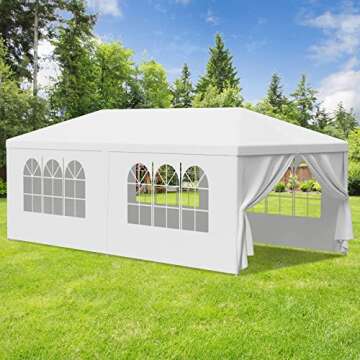 LEMY 10 X 20 Outdoor Wedding Party Tent Camping Shelter Gazebo Canopy with Removable Sidewalls Easy Set Gazebo BBQ Pavilion Canopy Cater Events